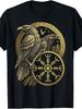 Wikinger Nordisches T-Shirt mit Huginn & Muninn Raben & Aegishjalmur Runen Helm Symbol