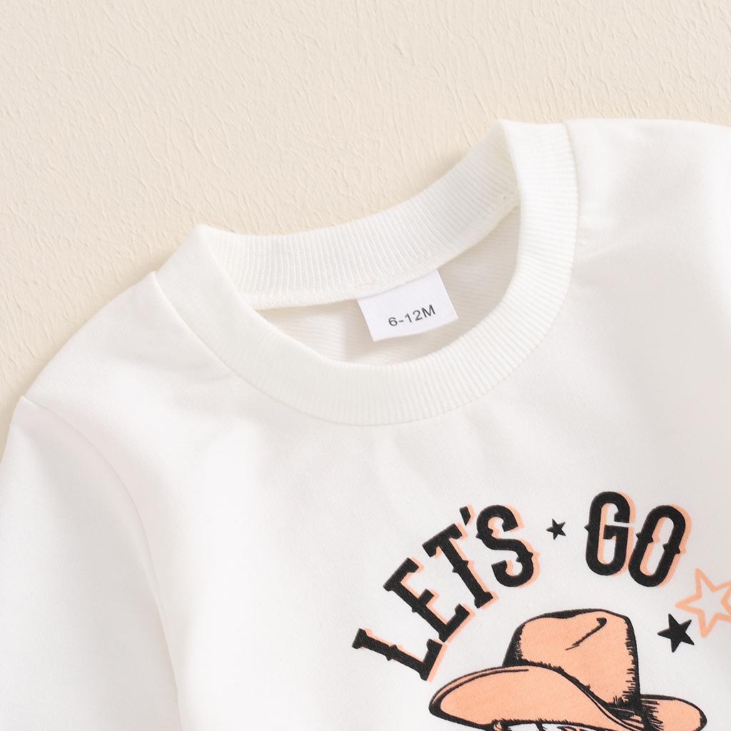 Mädchen Kinder Hosen Set, Langarm Sweatshirt mit Buchstabenprint und Schlaghosen Bekleidungsset