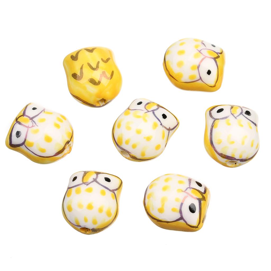 5Pcs Owl Ceramic Beads Colorful Cute Animal Loose Beads for Jewelry Making Accessories DIY Bracelet Necklace Keychain Charms