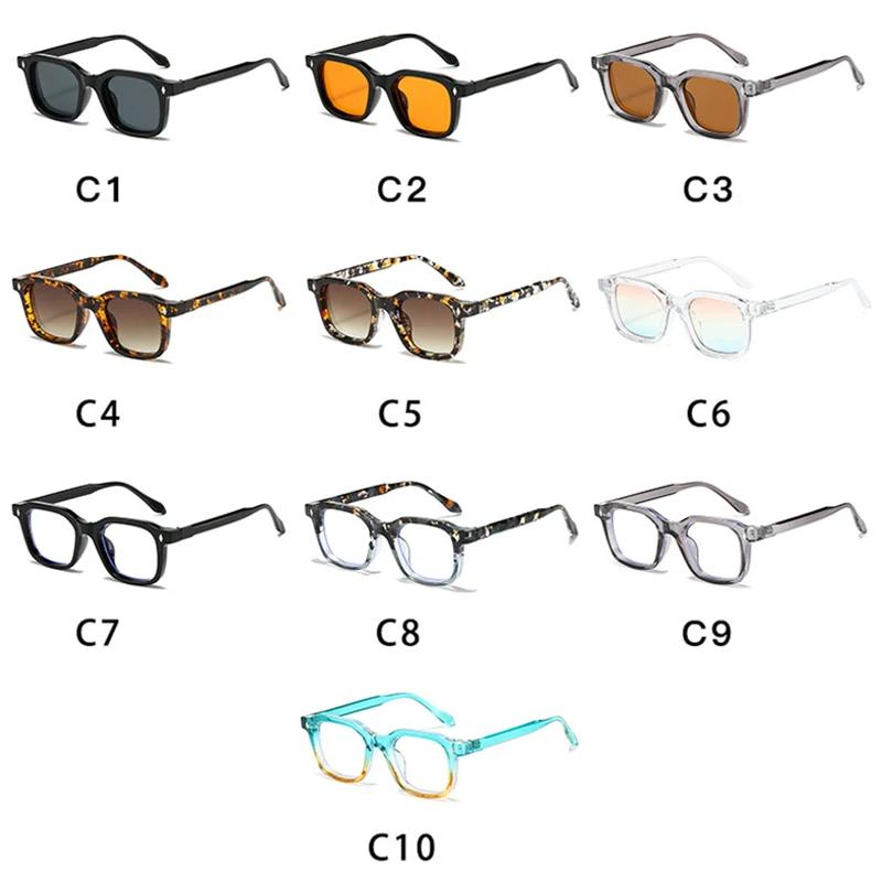  Square Women Fashion Sunglasses Shades UV400 Retro Rivets Clear Gradient Men Trending Sun Glasses