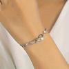 1-piece Copper Color Hollowed Out Double Heart-shaped Women's Bracelet, Sparkling with Zircon Inlay, Daily Party Zircon Gift
