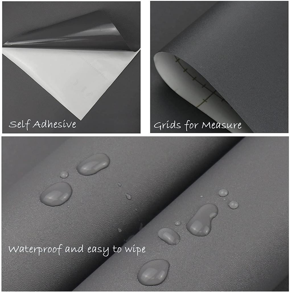 Matte Dark Gray Contact Paper Peel and Stick Decor Wallpaper for Shelf Liner Cabinet Vinyl Self Adhesive Waterproof Wall Sticker