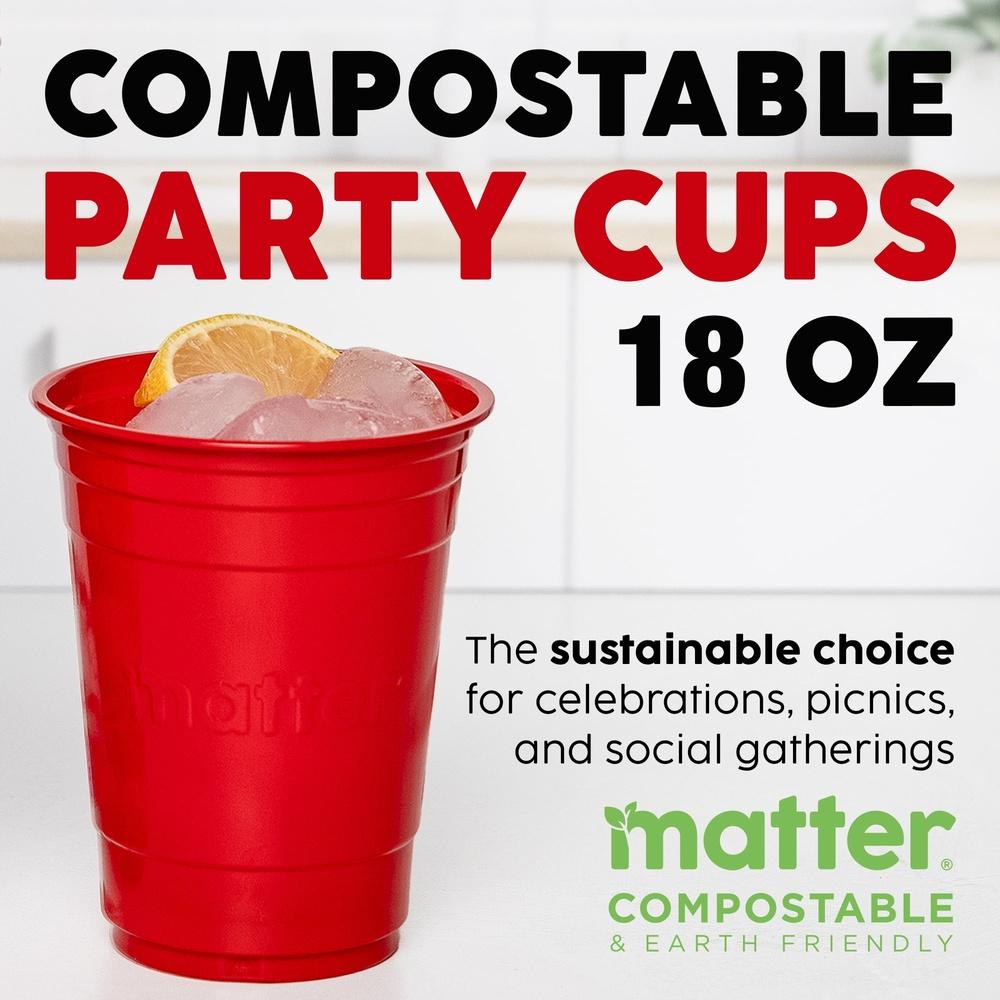 Eco-Friendly Compostable Disposable Cups 18oz BPI Certified Plant-Based Biodegradable Leak Resistant Sustainable Party Supplies