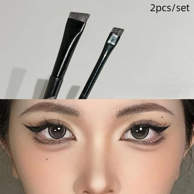 Eyeshadow Makeup Brush Set Soft Synthetic Bristle Eye Shading Liner Brushes For Daily Eye Makeup 2pcs