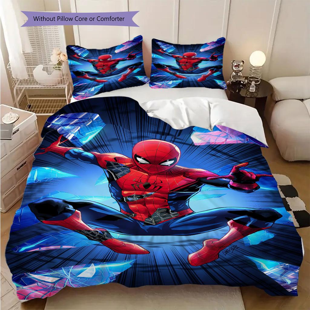 Spider-Man Superhero Series Bedroom Three-Piece Duvet Cover Bedding Set (1*Duvet Cover + 2*Pillowcase, Without Core)