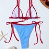 New European and American Split Swimsuit Female Sexy Plaid Print Tether Bikini Female Cute Swimsuit