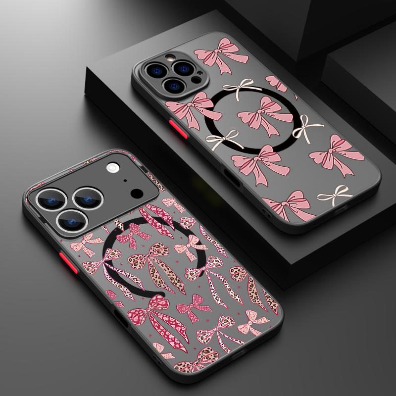 Colorful Bowknots Pattern Case For iPhone 17 Pro Max Magnetic For Magsafe Hybrid TPU+PC Matte Cover For iPhone 16 Pro Max 15 14 13 12 11 16E Air
