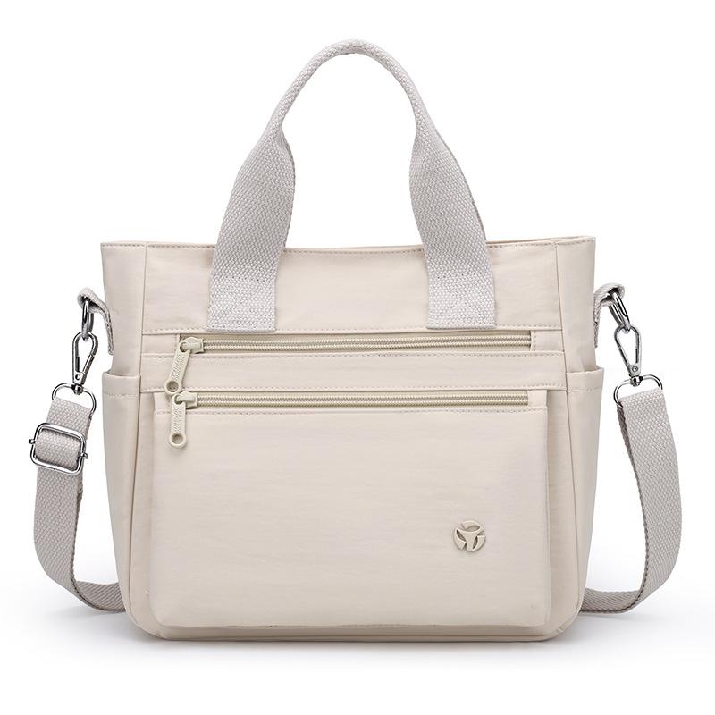 Borsa Tote Versatile in Nylon con Tasche Multiple con Zip Tracolla Regolabile Borsa a Spalla Casual per Donne Quotidiana
