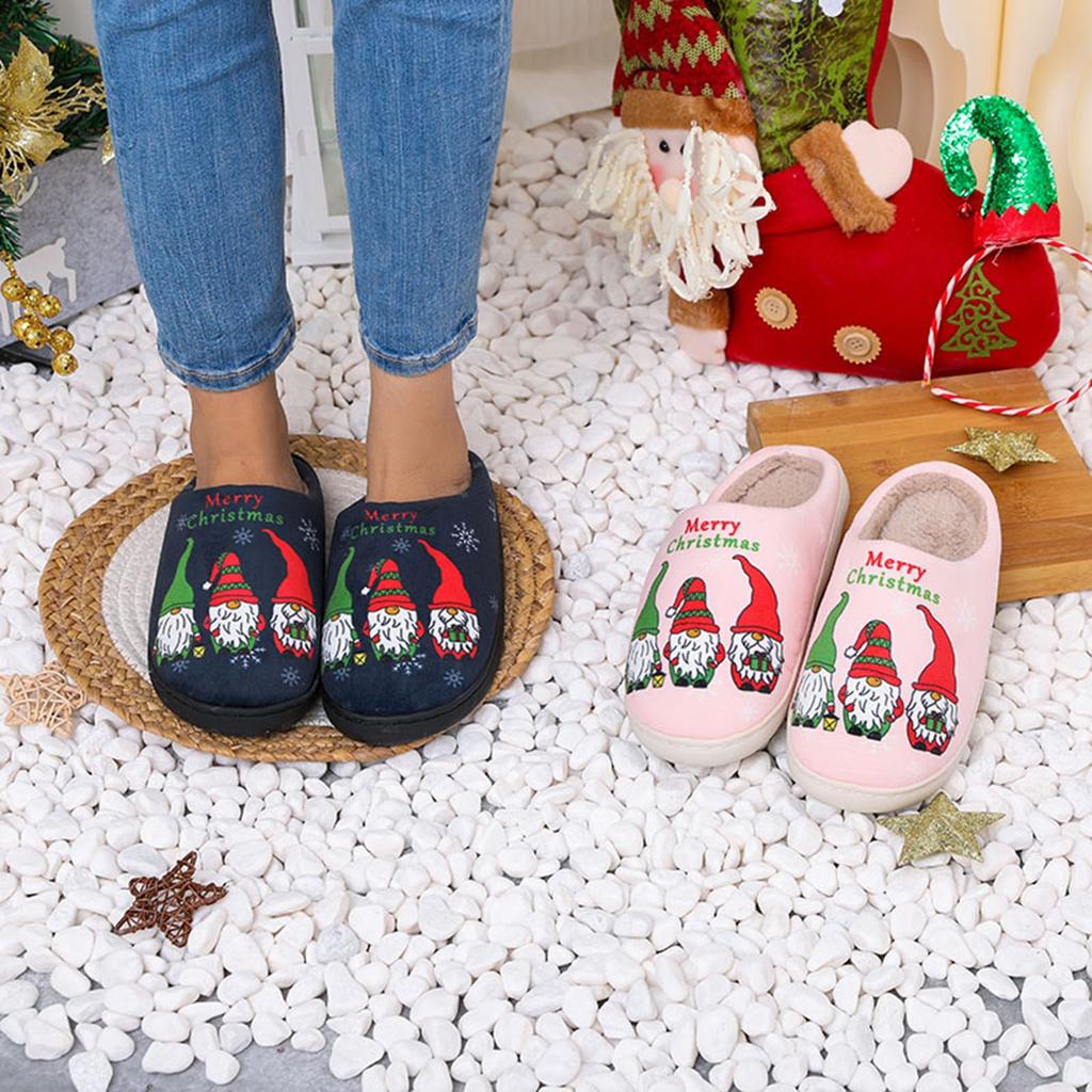 Couple Winter Christmas Indoor Home Men's And Women's Cotton Slippers Warm Thick Sole Slippers Shoes Womens Comfy Slippers