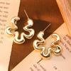 Classic Trendy Gold Color Irregular Acrylic C-shaped Pentagon Flower Stud Earrings for Women Korean Charm Jewelry Accessory Gift