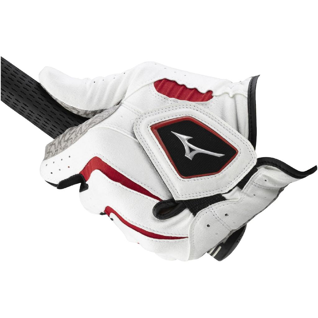 MIZUNO Double Grip Golf Set of Left 5MJMX401 Men's Gloves, 3, Hand, White/Red, 25cm,