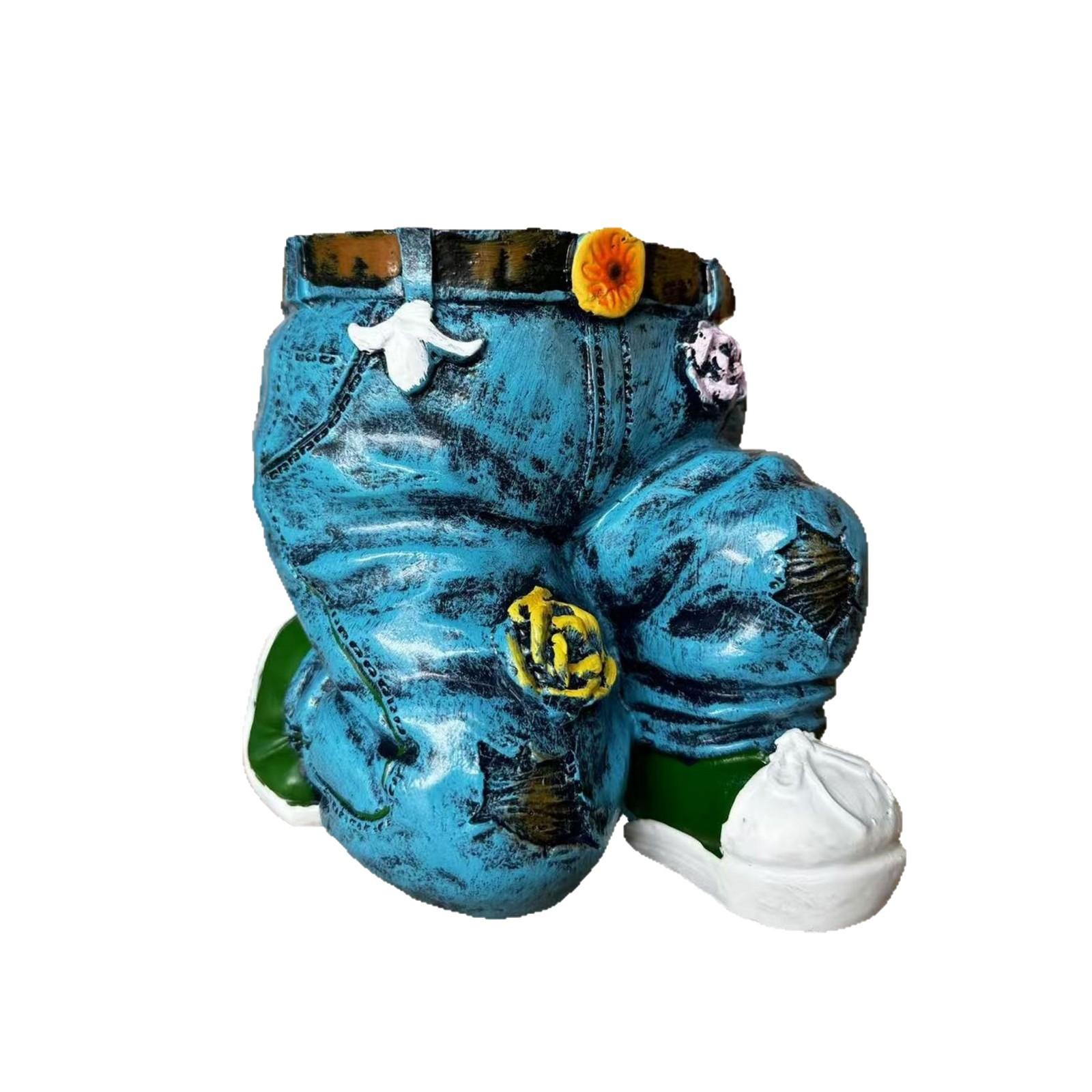 

Vintage Jeans Planter - Resin Garden Decor for Outdoor/Indoor, Unique Flower Pot for Succulents Herbs - Waterproof Fade-Proof Excluding plants
