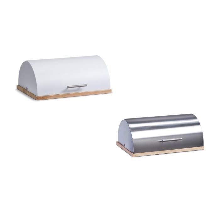 Boîte à pain en métal et caoutchouc - ZELLER - Blanc - 40x28x16cm