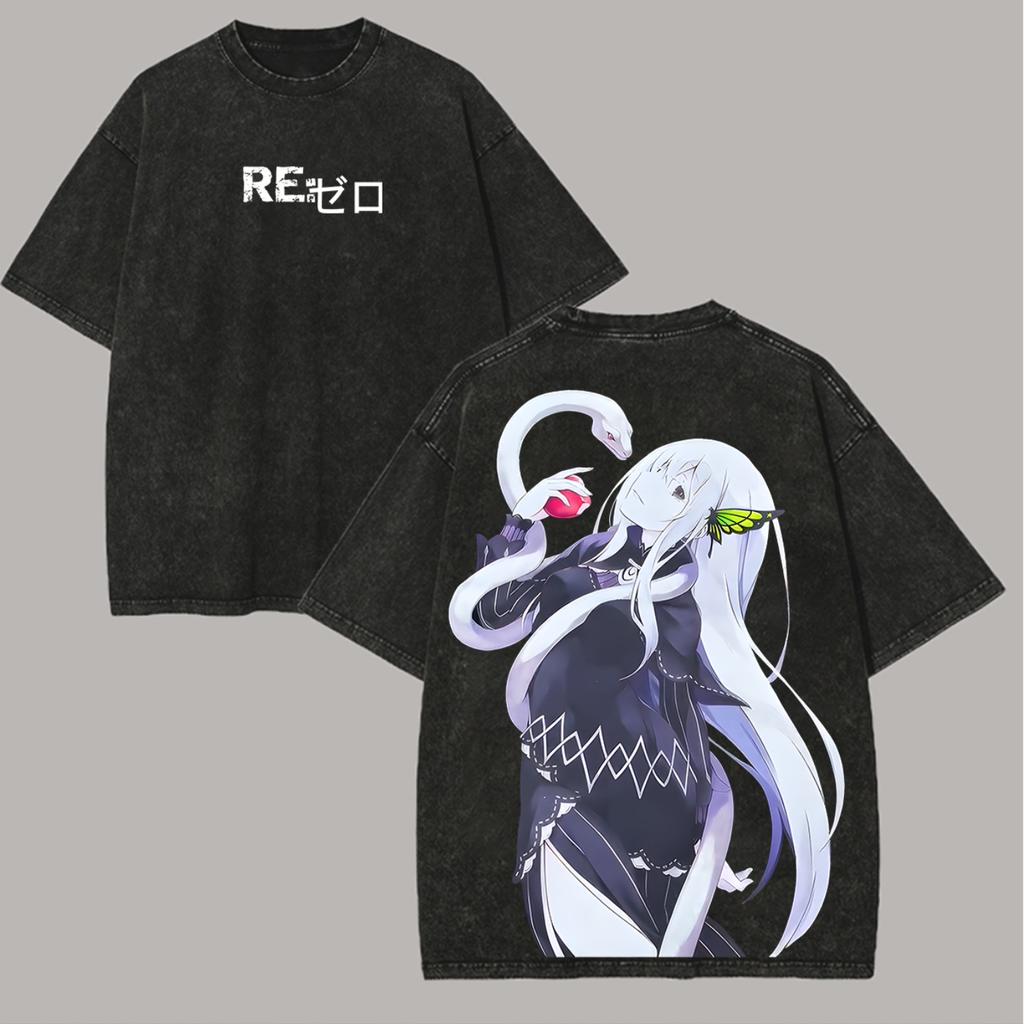 ReZero Anime Lover Washed Tshirt Personality Clothes Oversized Unisex Year Round Clothing High Quality Hot Product Comfortable