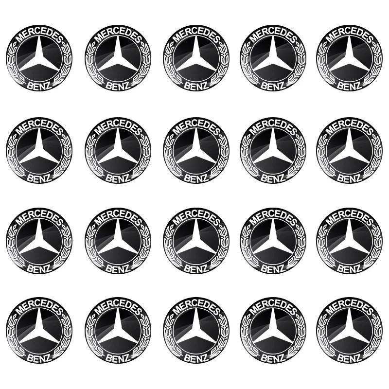 Car Sticker 11/14mm Aluminum Car Key Badge Sticker For Mercedes Benz W203 W204 W211 W210 W124 AMG W202 W212 W220 W205 W201 A Cla