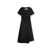 French Hepburn Style High-End Waist-Cinching Split Fashion Design Casual Versatile Slimming Elegant Long Dress Short Sleeve Dress EL50948