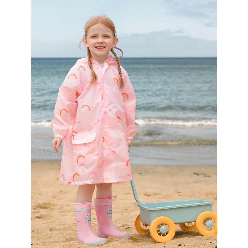 

[Милые дождевики] Легкие милые дождевики | Для девочки/мальчика с принтом радуги/кролика/астронавта, свободного кроя, уличный дождевик-пончо с капюшоном для возраста 1-12 лет L