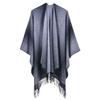 Autumn and Winter Scarf Shawl Double-sided Gradual Change of Color Tassel Jacquard Split Large Shawl Travel Camping Outside Cloak