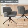 Swivel Dining Chair (Set of 2) Armchair with Metal Legs, Leisure Chair, Velvet-like Fabric, Dark Gray