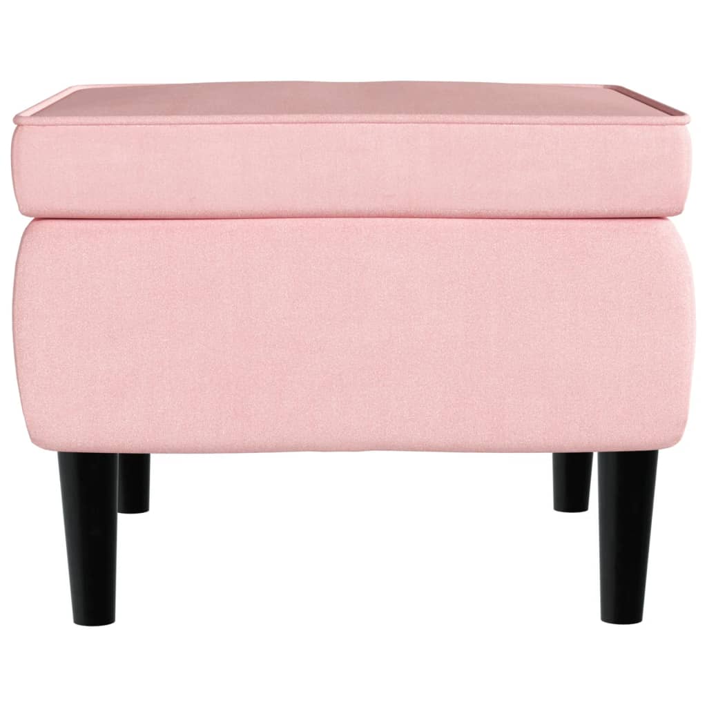 Armchair with Footstool Pink Velvet