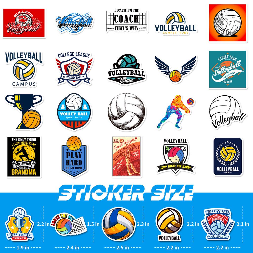 50 Autocollants Mélange et Assortiment de Volleyball Volle Ball Volleyball Sports Autocollants Graffiti Autocollants Étanches pour Coffre de Voiture