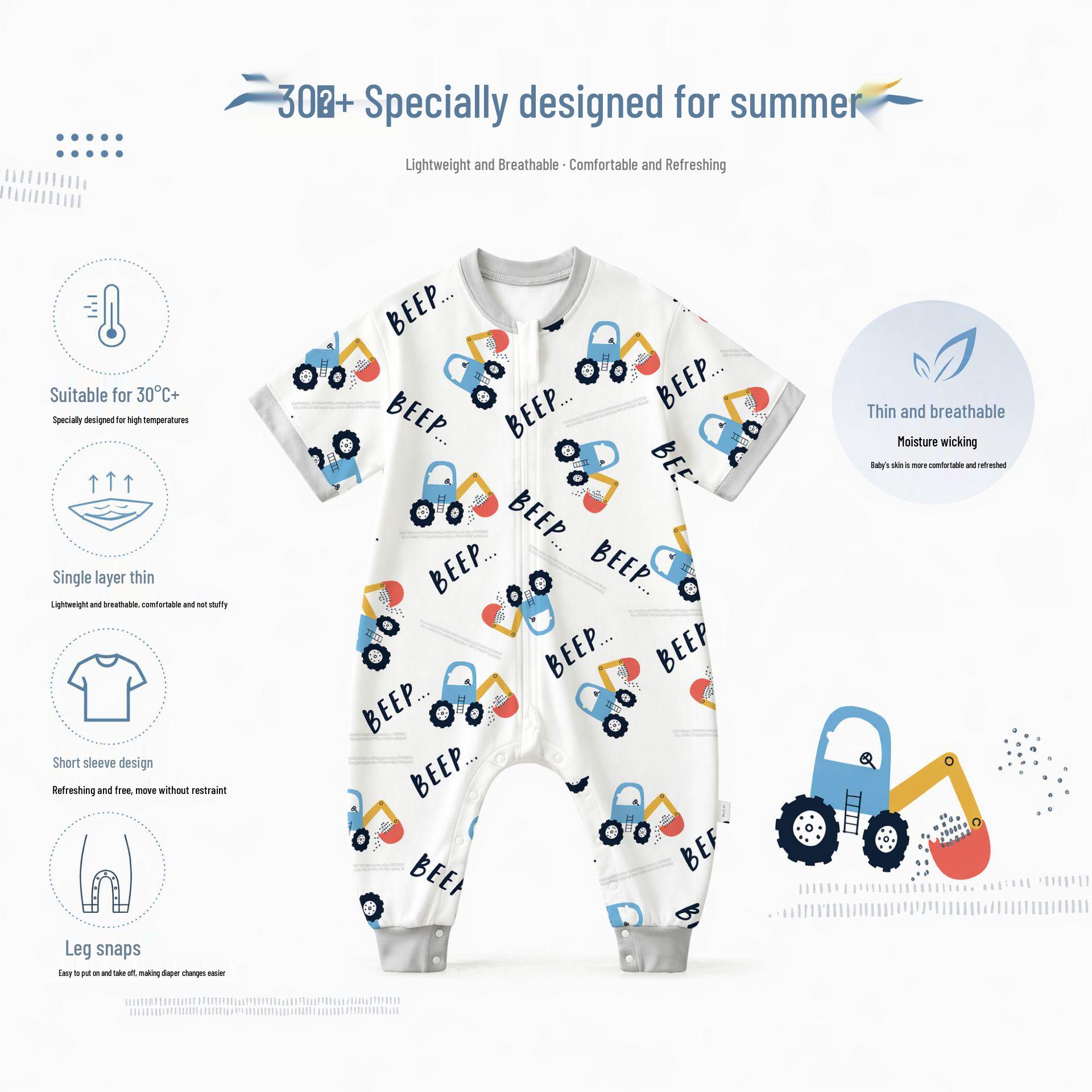 All-Season Pure Cotton Baby Sleep Sack with Split-Leg Design - Anti-Kick and Universal Fit for Spring and Autumn. S (90) - Recommended Height 70-85cm