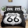 Luxuriöses Bettwäsche-Set mit Route 66-Druck, Doppelbettgröße, Steppdecke, Bettwäsche, weicher warmer Bezug, Bettbezug, Kissenbezug-Sets, Erwachsene, Baby, Kinderbettwäsche ki