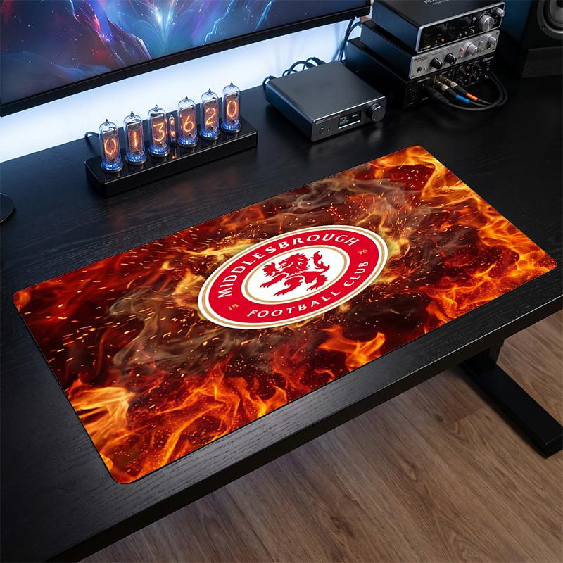 Middlesbrough FC Theme Pattern Mouse Pad, Soccer Logo Design XXL Gaming Desk Mat Non-Slip Computer Mouse Pad