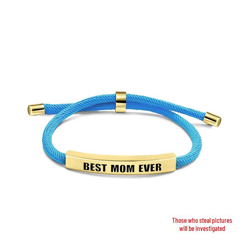 Multi-color Woven Rope Bracelet with Engraved Stainless Steel for Mother's Day or Christmas Gift