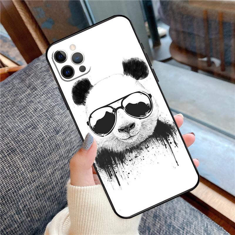 Cartoon Cute Panda Bear Phone Case For iPhone 16 15 14 12 11 13 Pro Max 12 13 mini XR 15 16 Plus 16e Cover Shell