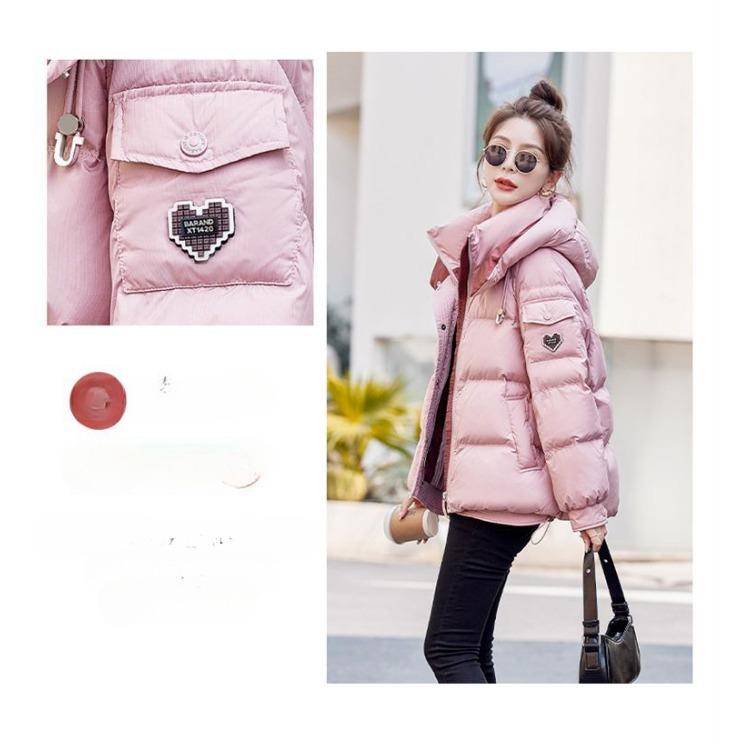 Fashionable Short Down Cotton Coat with Hood and Bread Shape for Women In Winter