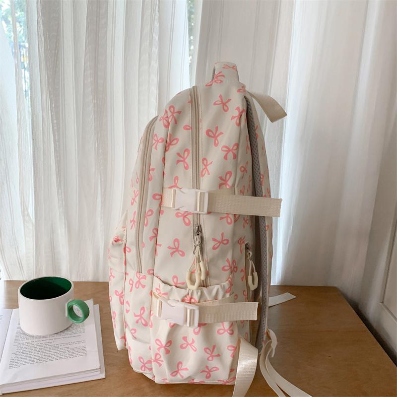 Three-piece Backpack Set Women's School Bag Bow Backpack Large Capacity Lightweight Backpack