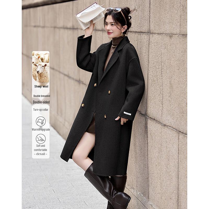 Petite Double-Breasted Wool Blend Overcoat M