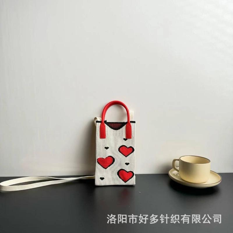 Premium Sense Ns Mobile Phone Bag New Cartoon Knitted Bag Dopamine Niche Versatile Messenger Shoulder Bag Handbag