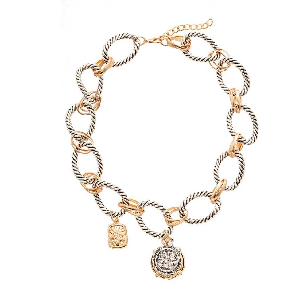 Multilayer Chain Geometric Necklace Colored  Pearl Coin Necklace Fashion Choker Necklace  Men Women