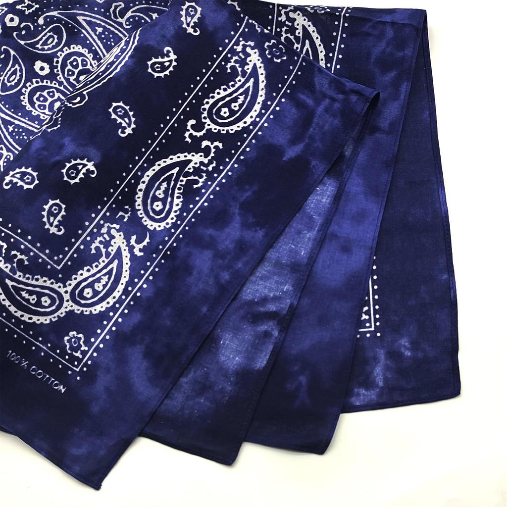 Trifong Bandana Paisley Tie-dye Handkerchief Adults 100% Cotton 55cm x 55cm navy