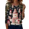 Women's Casual Christmas Print Three-Quarter Sleeve Neck Top