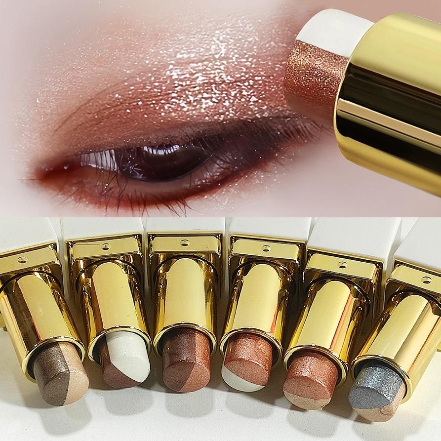 SAM SUGAR Two-Color Eyeshadow Stick Gradient Shimmer Waterproof Smudge-Proof Dual-Ended Metallic Eye Makeup Highlighter Stick