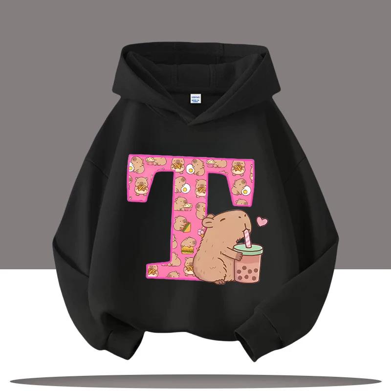 New Children's Cartoon Cute Adorable Big Letters Capibara Autumn Winter Fashion Trend Boys Girls Playful Loose Soft Warm Hoodies
