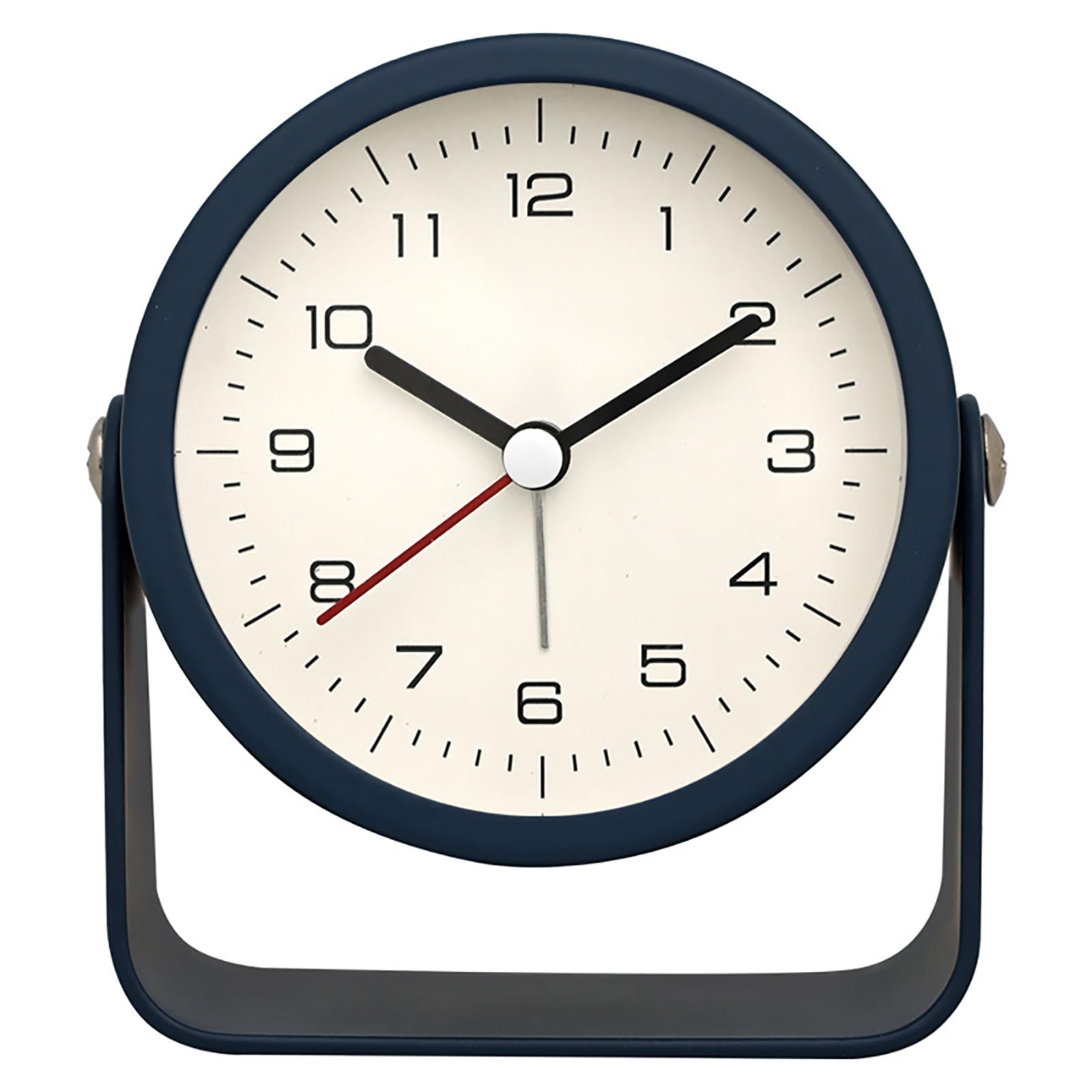 3.9 Inch Battery Alarm Clock Antique Retro Analog Alarm Clock With 360 Rotating Silent Bedside Desk Clock Non-Ticking dark blue#0