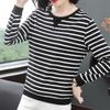 Damen Herbst Winter Langarm Übergröße Gestreifte Pullover Weiblich Frühling Locker Baumwolle Rundhals Lässige Oberteile