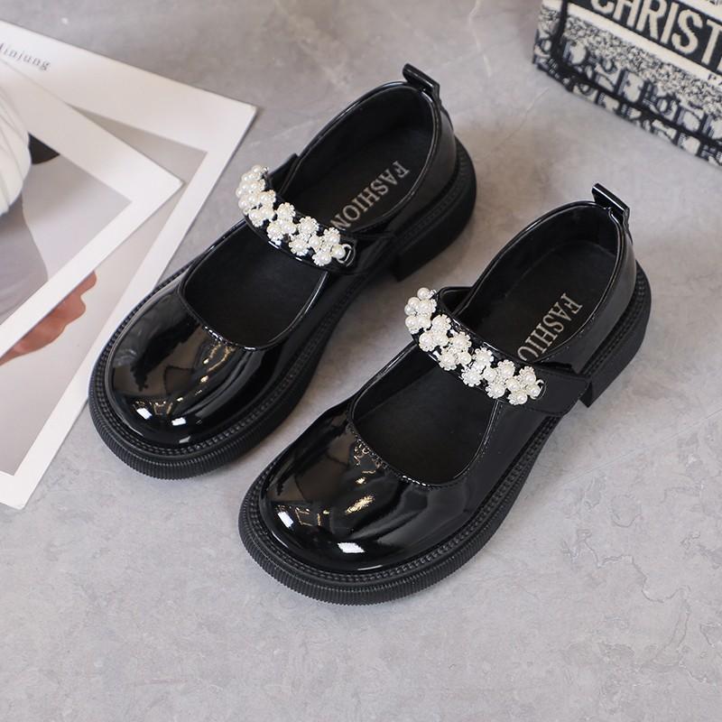 Girls' Leather Shoes Spring and Autumn Single Shoes Small Leather Shoes British Performance Girls Soft Sole Children's Shoes