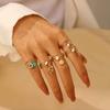 Luxury Design Baroque Pearl Eye Snake Pendant Rings for Women Retro Charm Gold Color Zircon Starfish Shell Finger Jewelry Gift