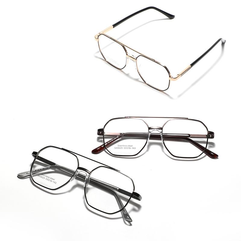 Glasses Polygonal Square Frame Glasses Women Commuting Simple Exquisite Saddle Nose Pad Flat Glasses Men