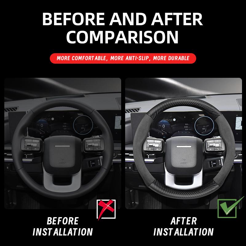 Suitable for Hyundai Suede Matte Carbon Fiber Texture Steering Wheel Cover I30 Tucson I20 Accent I10 I40 Kona Ix35 Grand Elantra Solaris Creta Getz