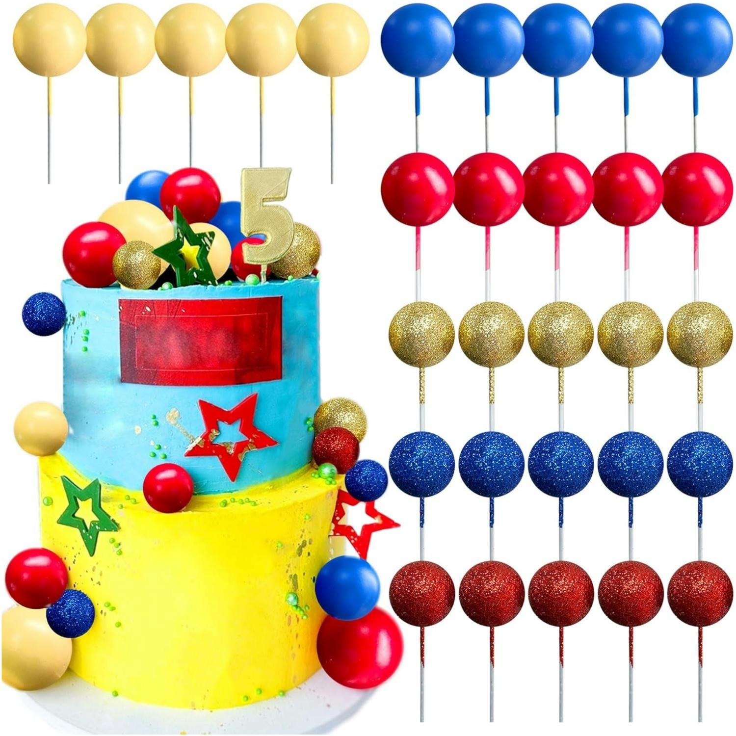 

Blue Red Yellow Happy Birthday Cake Topper Mens Birthday Cake Topper Hero Cake Decorations for Anniversary Birthday