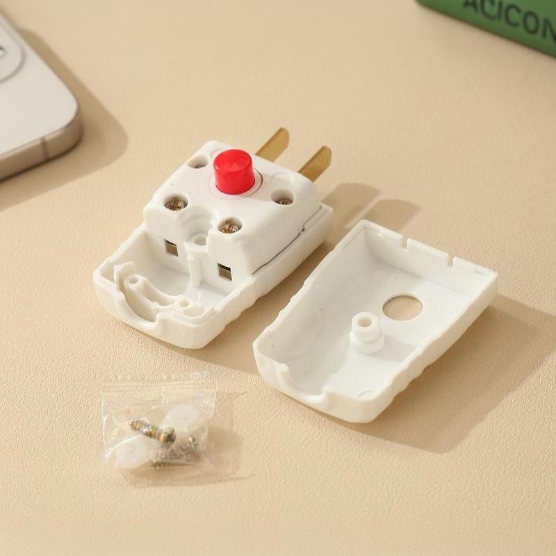 New 2 Prong Electric Power Plug With On Off Switch And Thick Pure Copper Pins 10A 250V For Home Office Daily Use