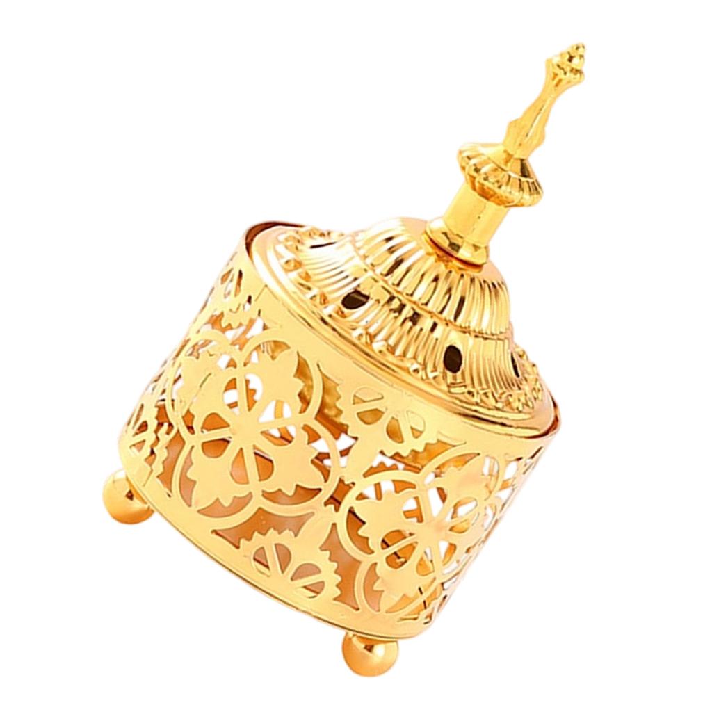 Arabic Incense Bowl Vintage Metal Burner with Lid for Meditation Office Ambiance and Relaxation