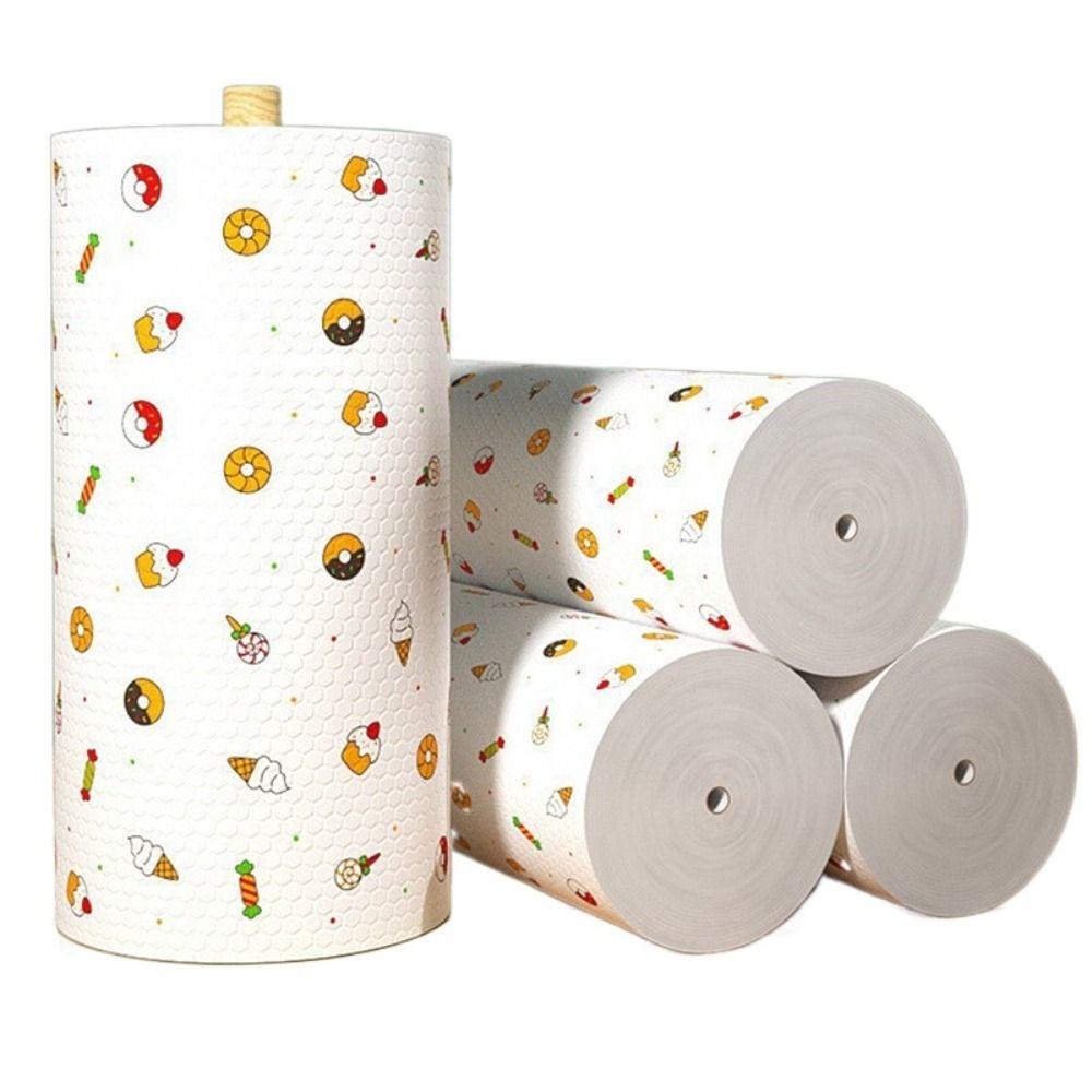 

100Pcs/roll Non-woven Fabric Disposable Kitchen Paper Absorbent Kitchen Dishcloth Rolls The Lazy 100pcs