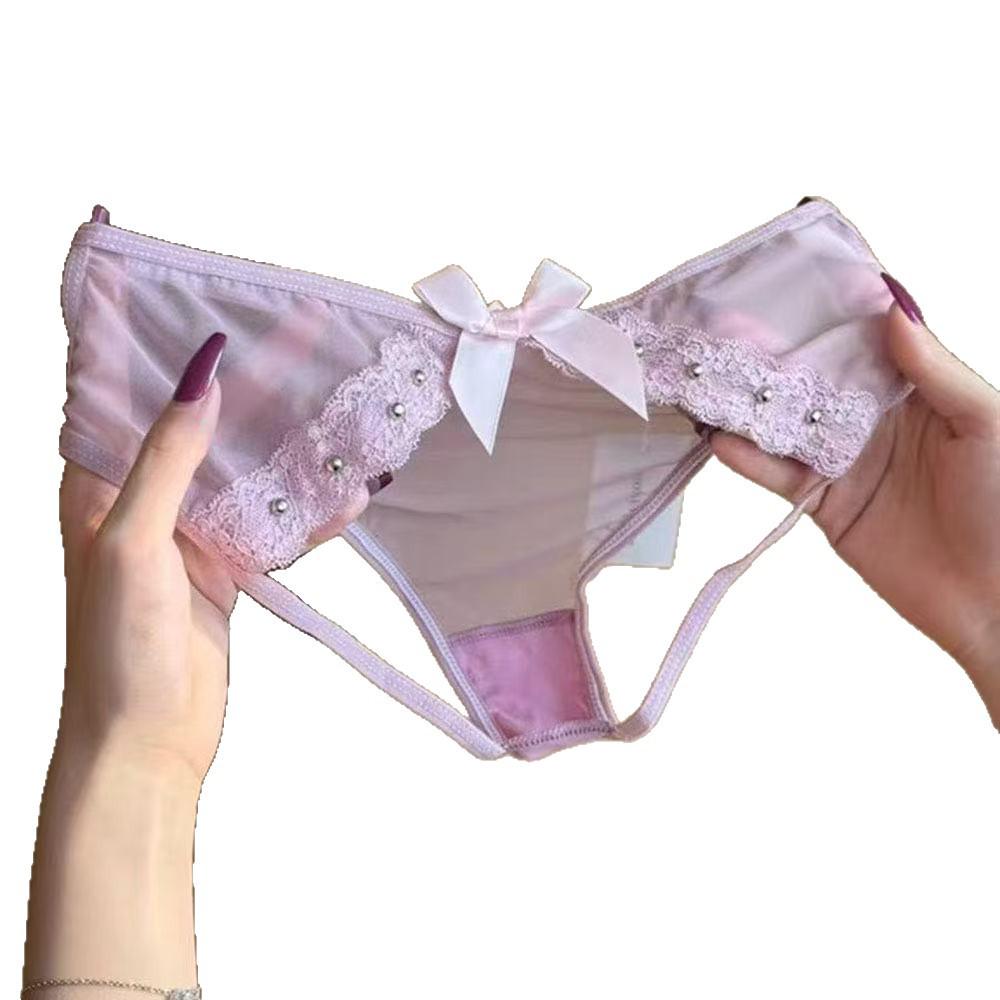 Rivet Women's Lace Low-Rise Bow Panties - Sexy, Breathable Triangle Design